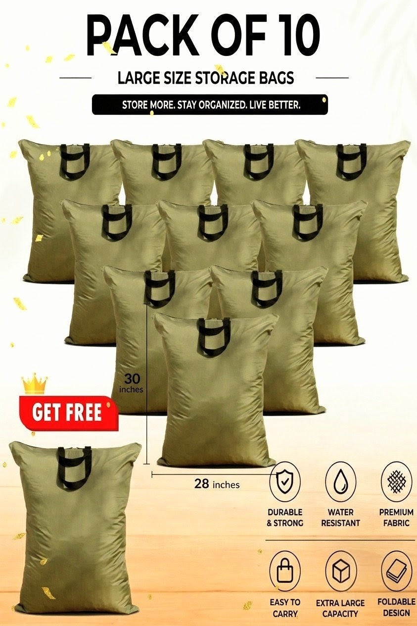 Pack of 11 Storage Bags-size 30 inches height and 28 inches width