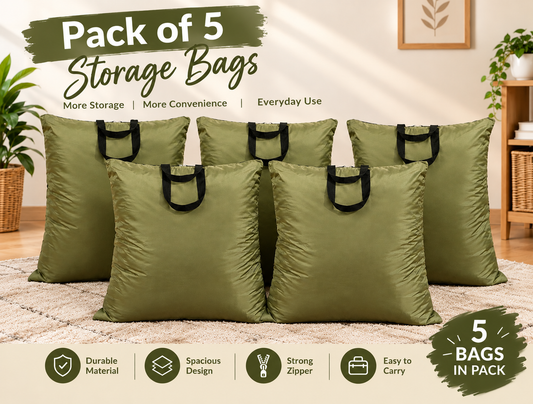 Pack of 5 Storage Bags-size 40 inches height and 29 inches width